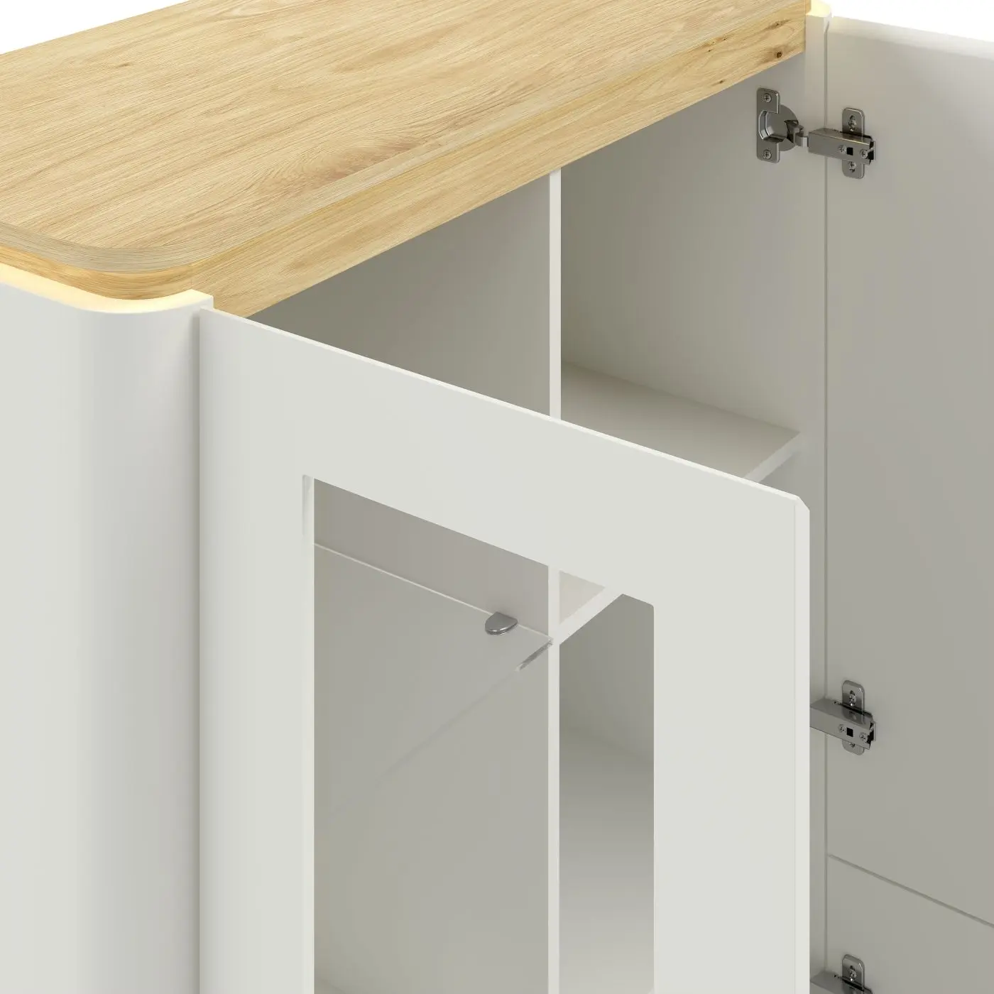 Highboard Namur weiß matt/Eiche hell mit Beleuchtung