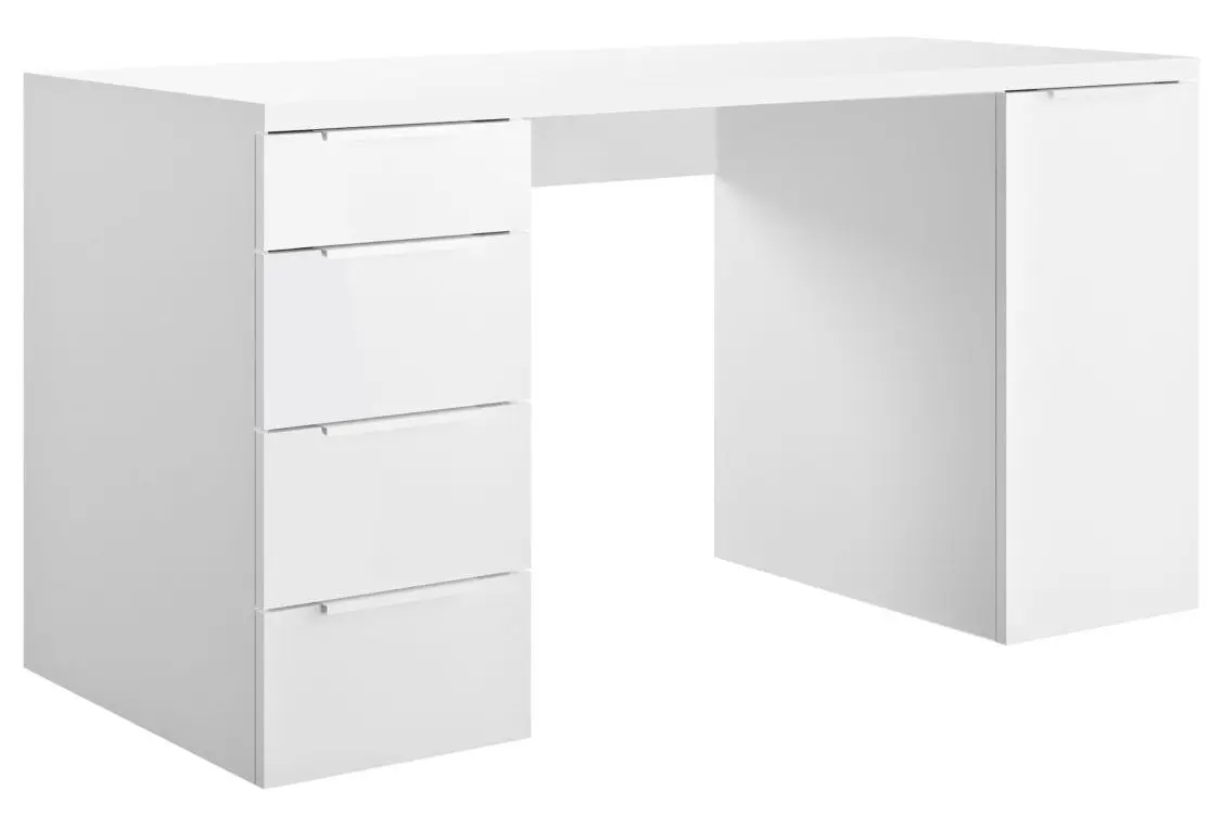 Schreibtisch Espresso 1-türig weiß matt