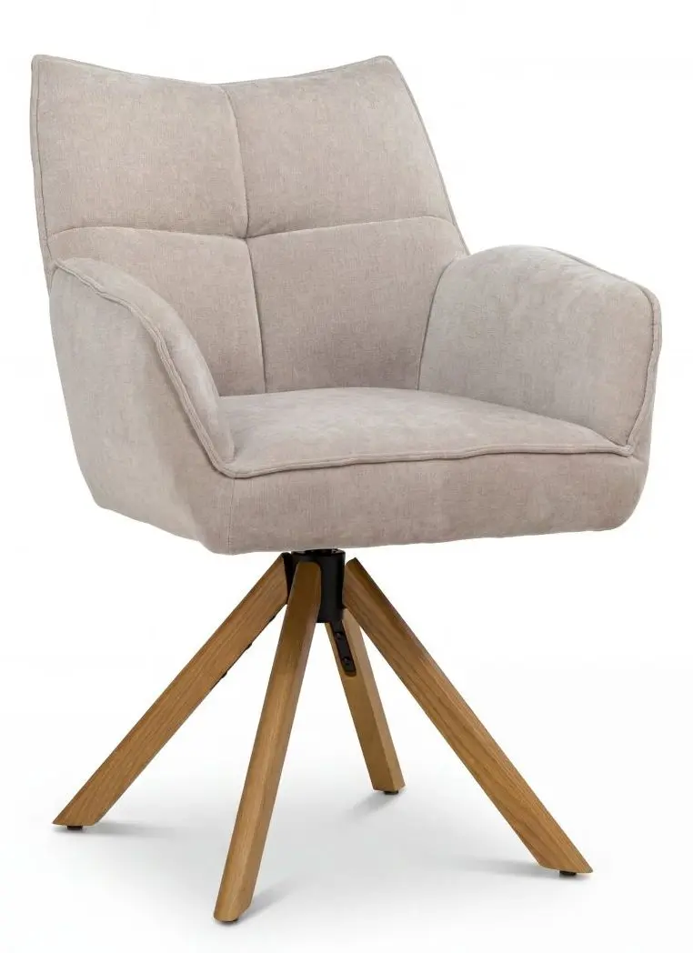 Armlehnstuhl Paxos beige Massivholzgestell drehbar