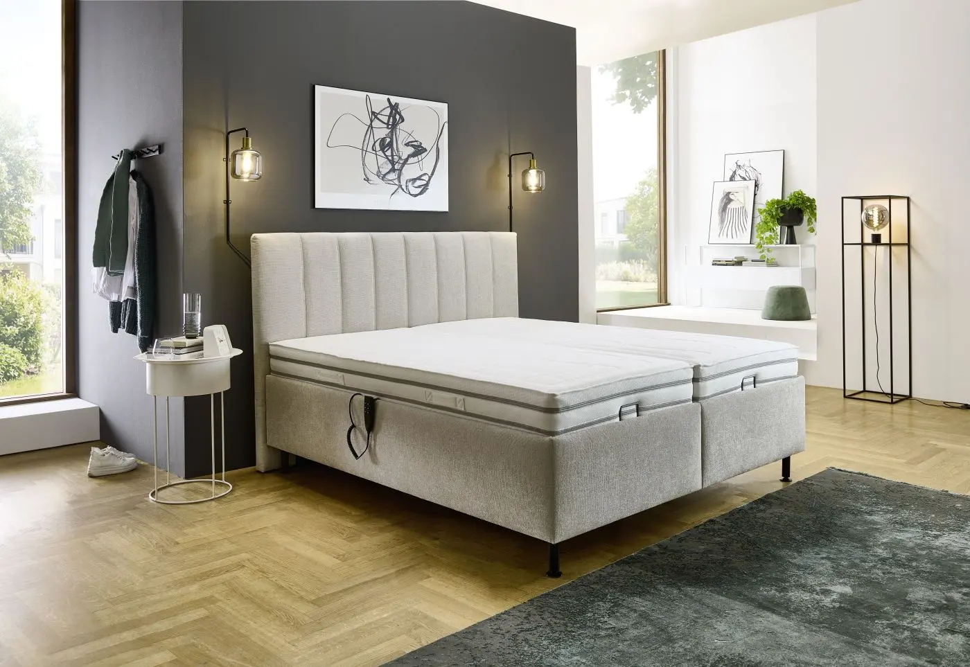Polsterbett LS26 Celara natur Lattenrahmen motorisch verstellbar