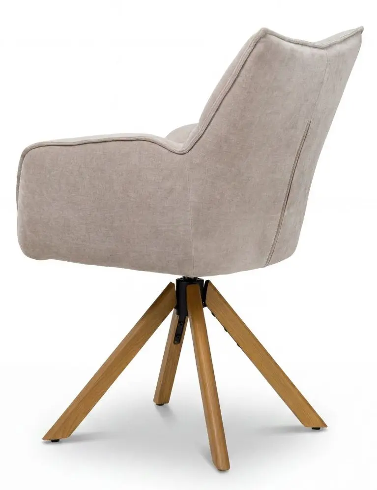 Armlehnstuhl Paxos beige Massivholzgestell drehbar