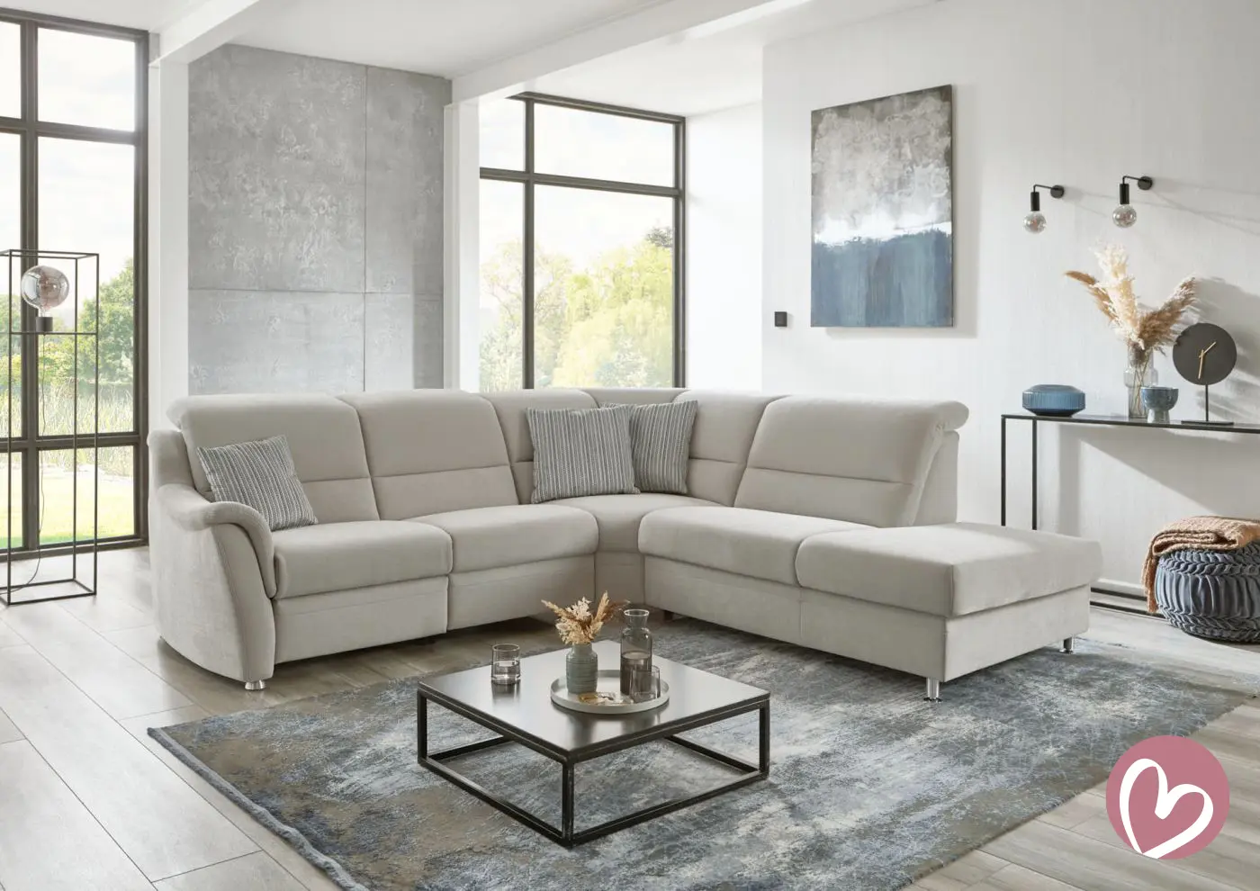Wohnlandschaft LS25 Confeta in Microfaser silver Basismodell couchliebe.