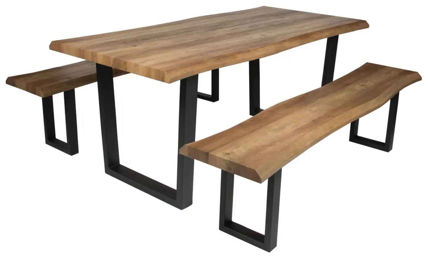 Esstisch Thea 180 x 90 cm Akazie Nachbildung mit Baumkantenoptik