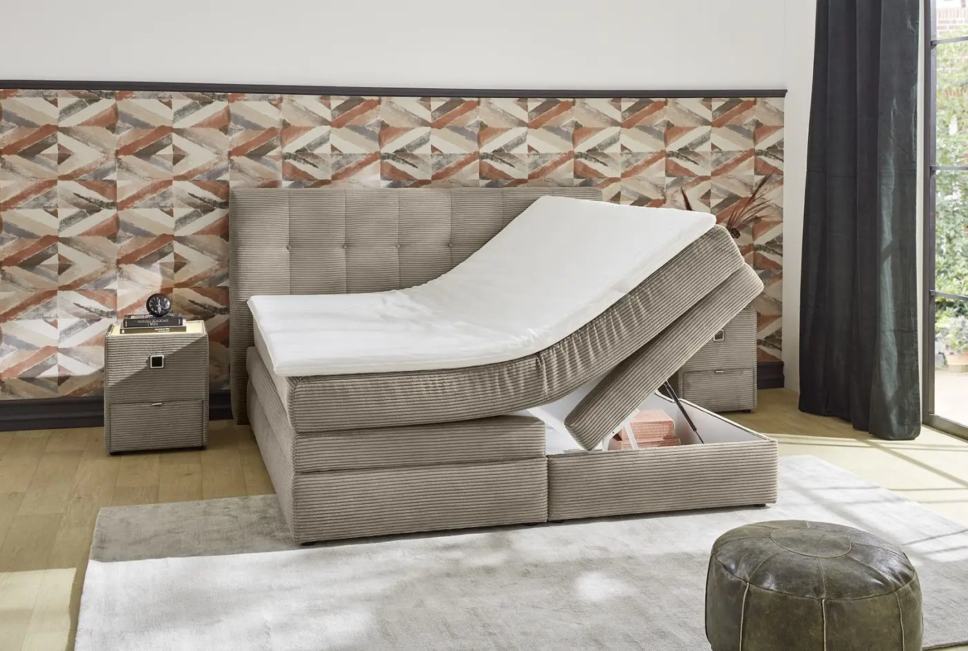 Boxspringbett Amy 180 x 200 cm Cord taupe