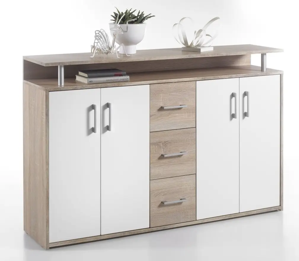 Highboard Drift 4-türig Sonoma Eiche/weiß