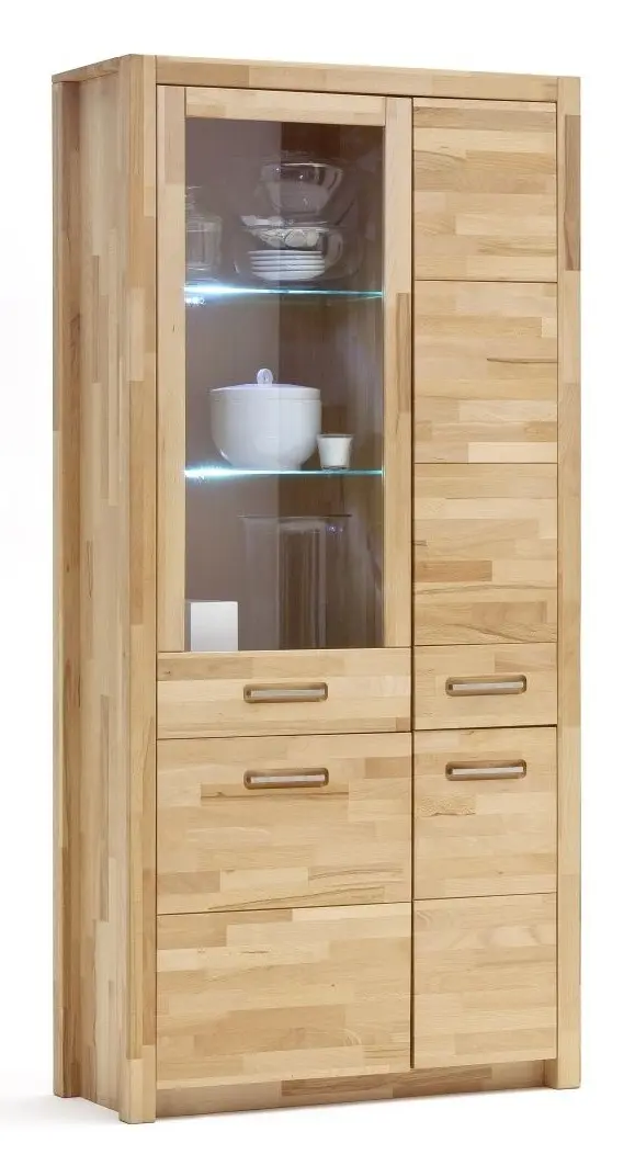 Kombi-Vitrine Fenja Kernbuche massiv