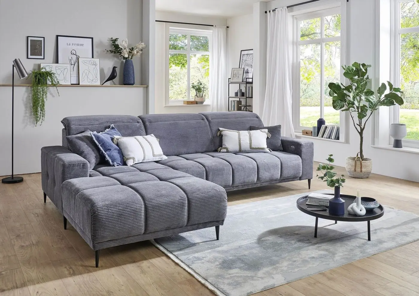 Wohnlandschaft Livorno Cord grau