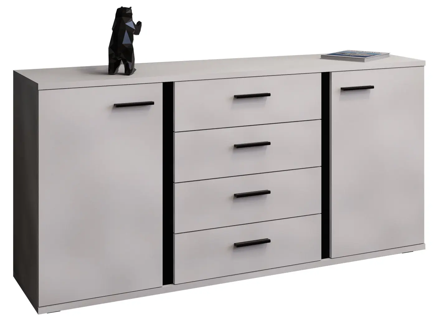 Sideboard Kanada weiß mit schwarzen Absetzungen
