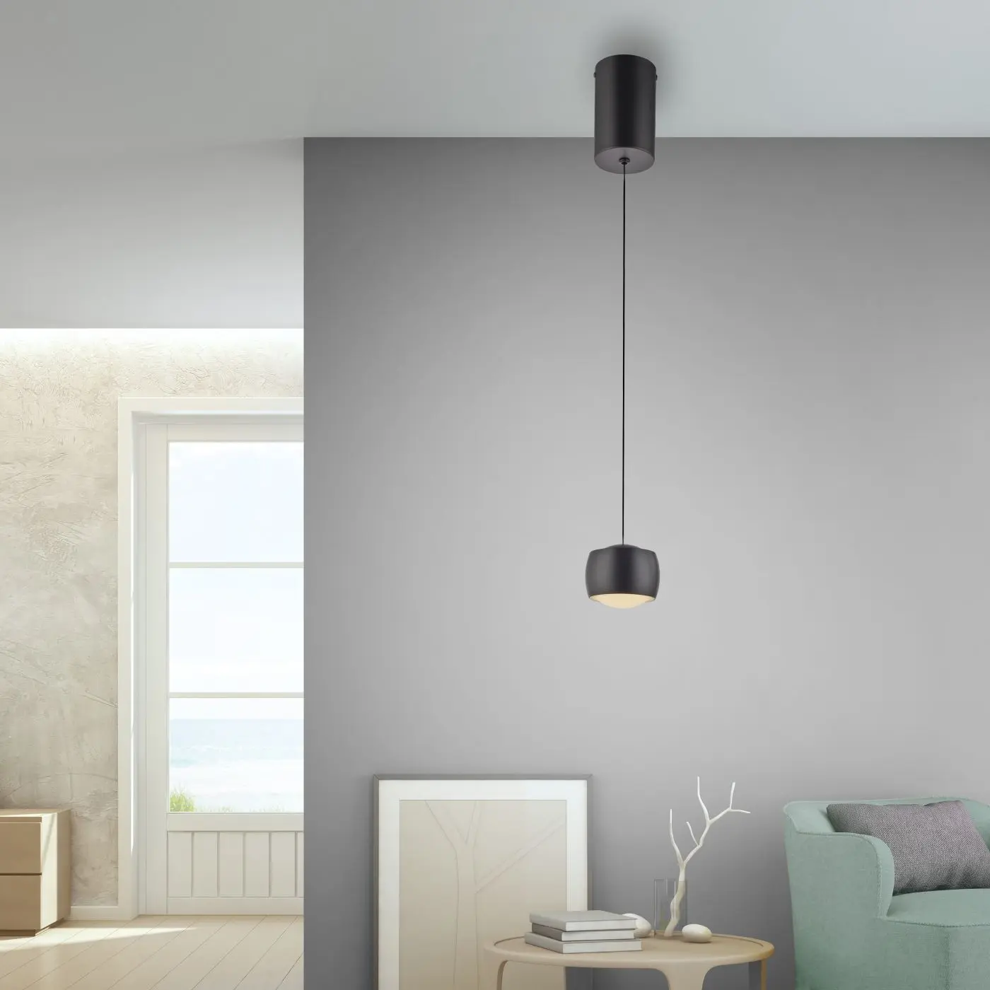 LED Pendelleuchte Ballini Comfort-Lift schwarz