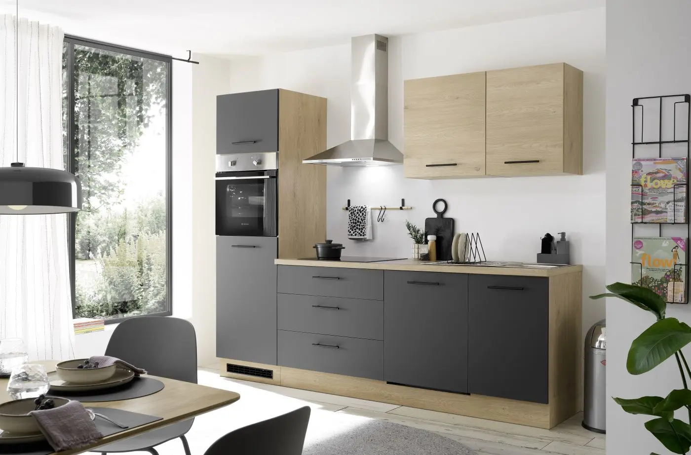 KüchenblockLandau anthrazit/Cremona Eiche mit E-Geräten KüchenblockLandau anthrazit/Cremona Eiche mit E-Geräten