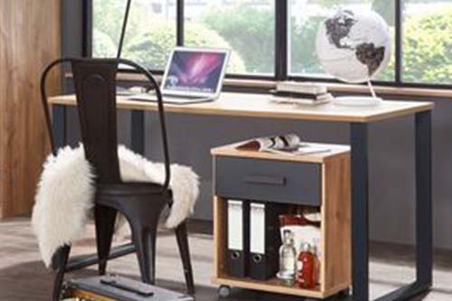 Büroschreibtisch Stuhl Hocker schwarz Holz 