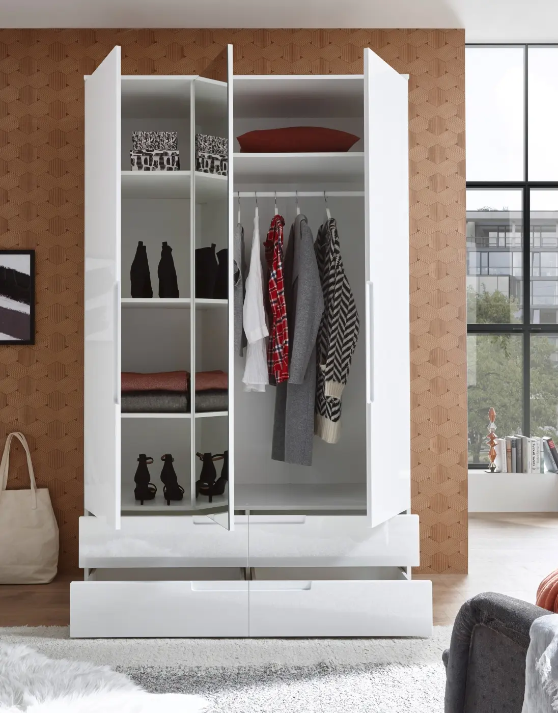 Drehtürenschrank Spice 3-türig weiß