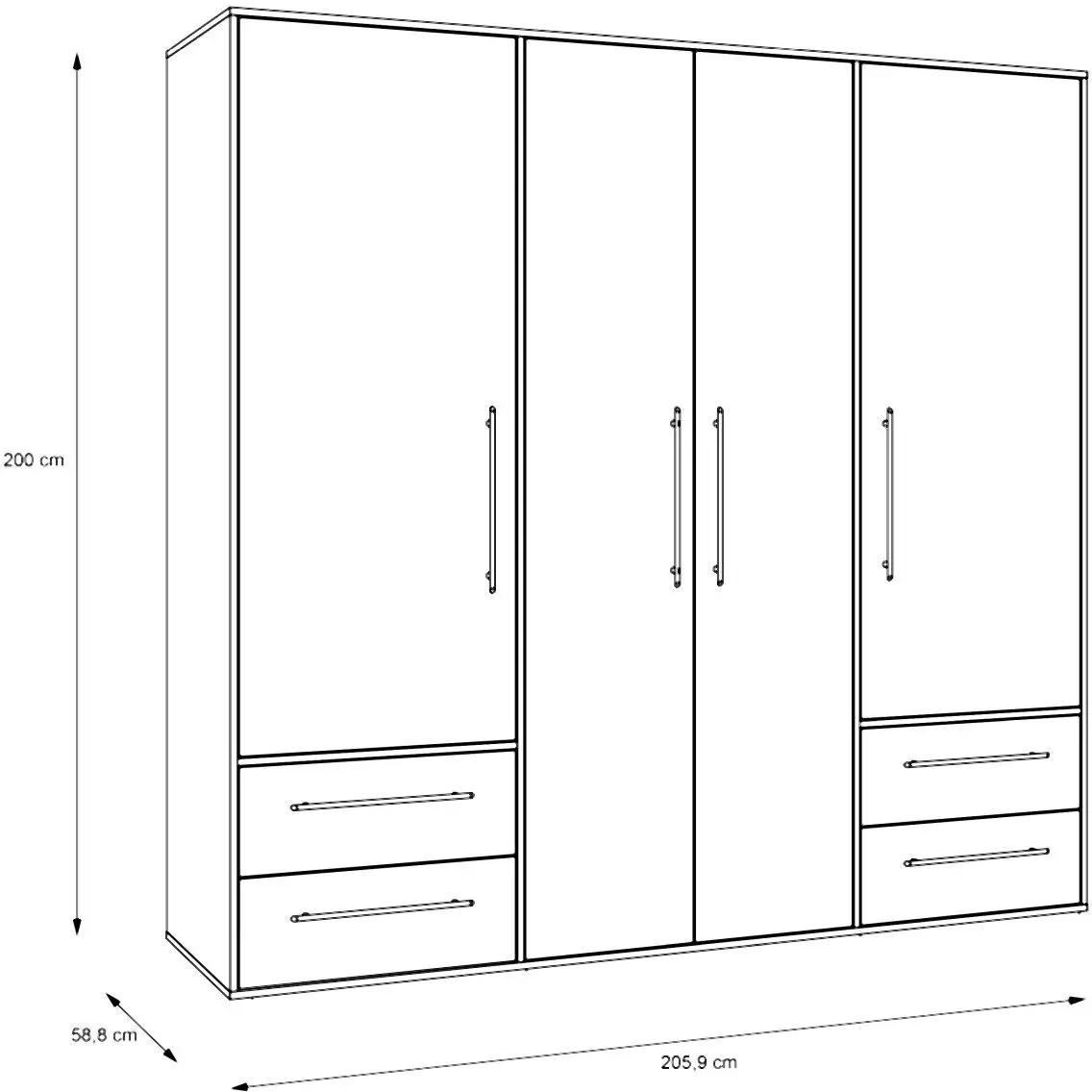 Drehtürenschrank Mokkaris 4-türig Betonoptik Drehtürenschrank Mokkaris 4-türig Betonoptik