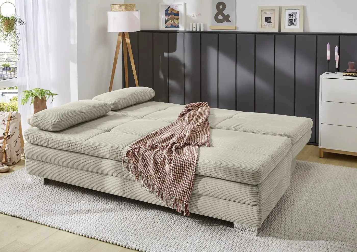 Dauerschläfersofa Lindau Cord greige
