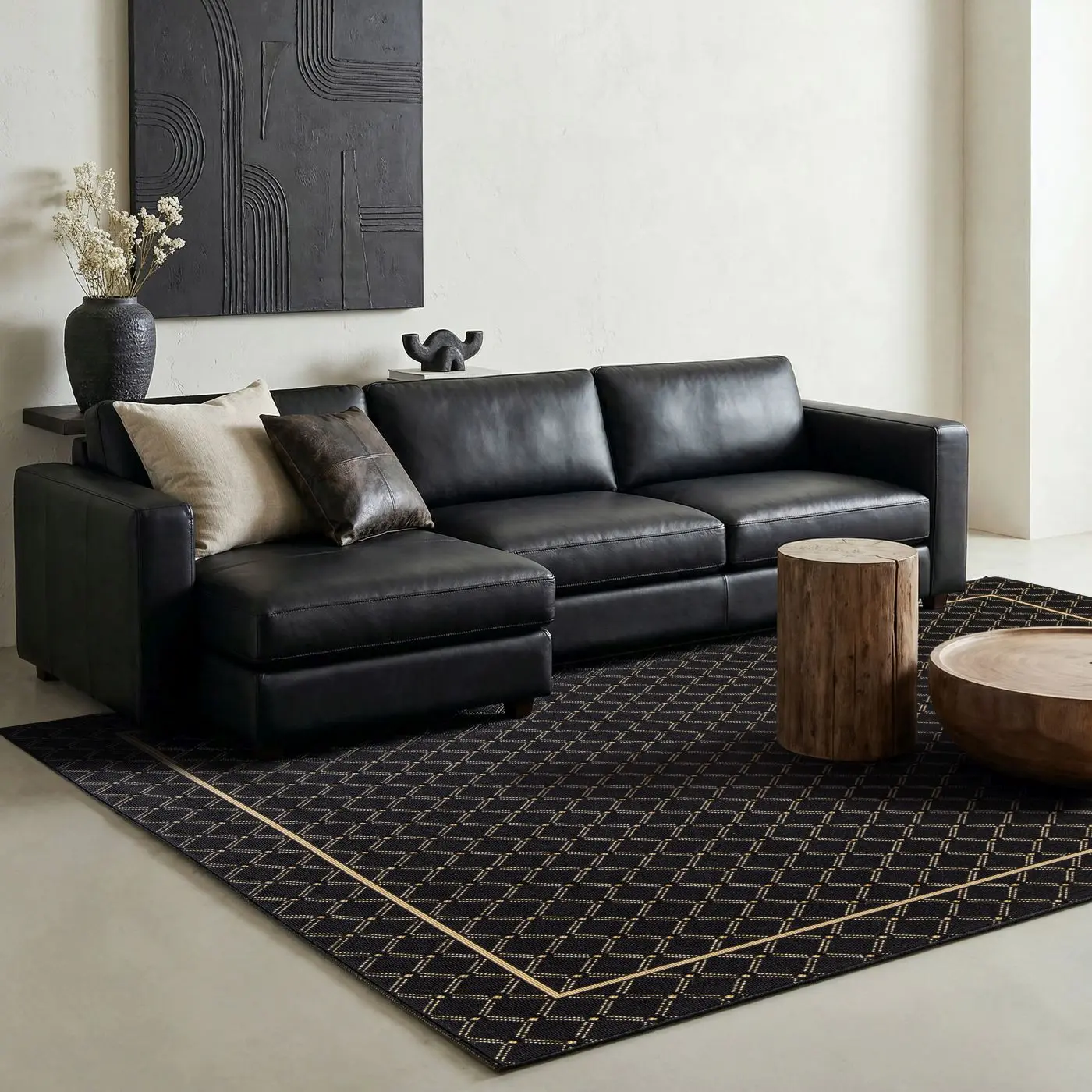 Teppich Lalix 120 x 170 cm schwarz mit Muster