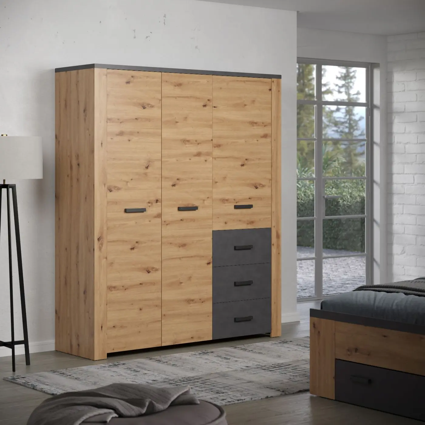Kleiderschrank Follow 3-türig Artisan Eiche / Matera Kleiderschrank Follow 3-türig Artisan Eiche / Matera