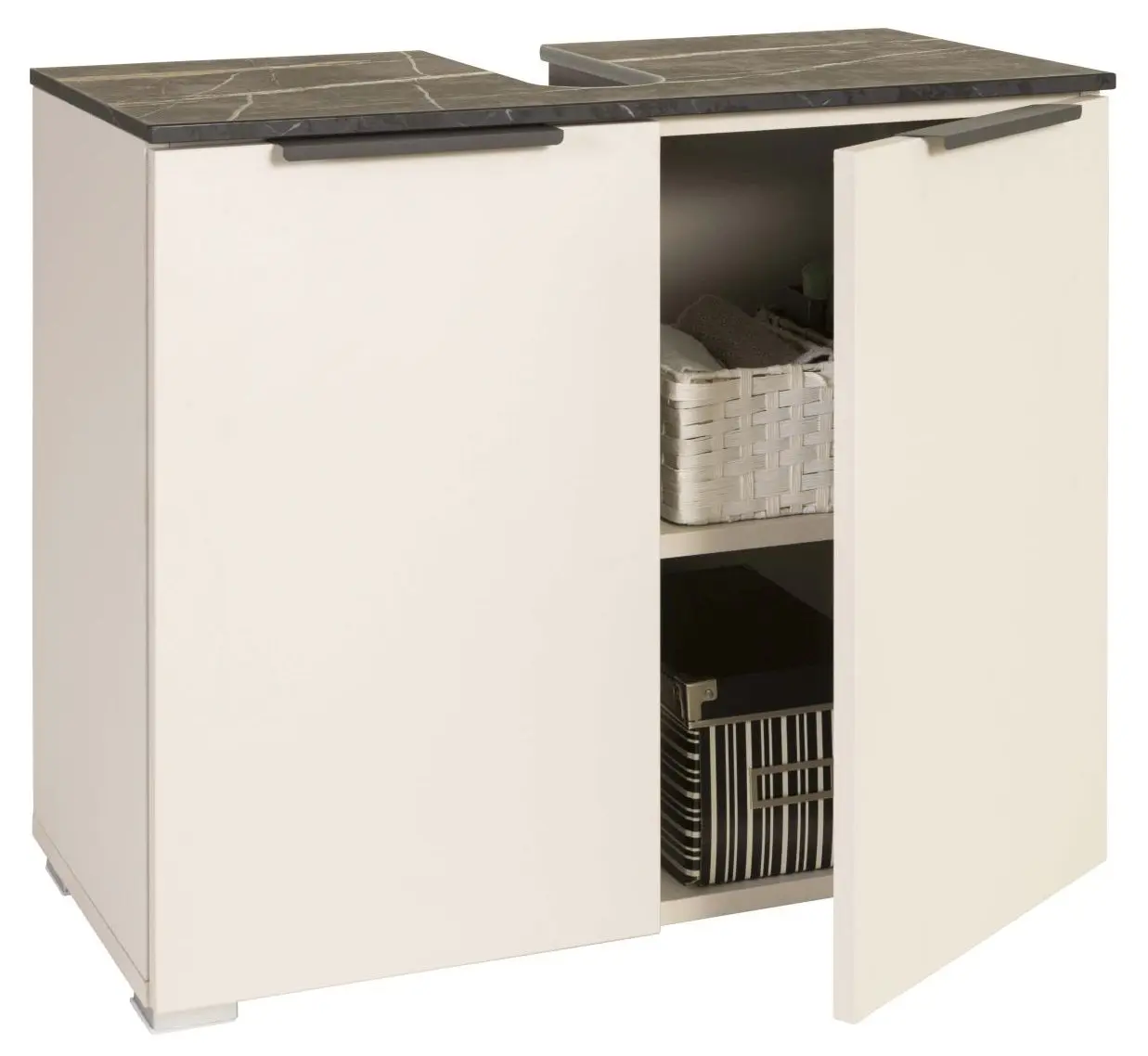 Waschbeckenunterschrank Promessa Cashmere matt/Sahara Marmor