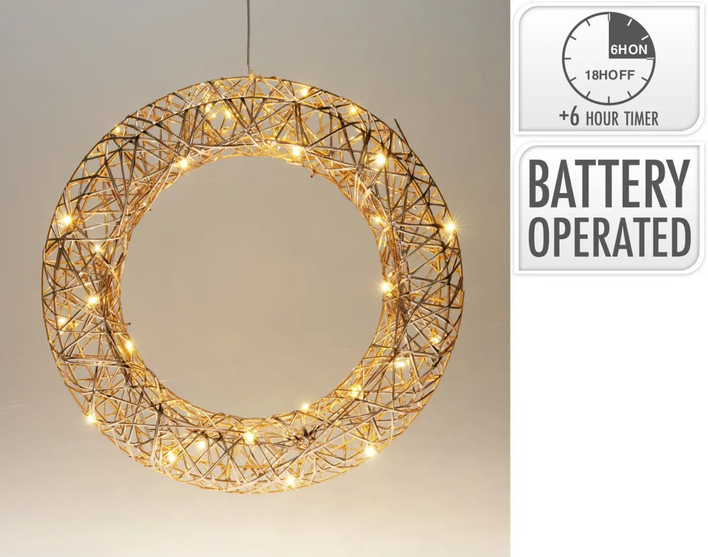 LED Kranz 40 cm gold