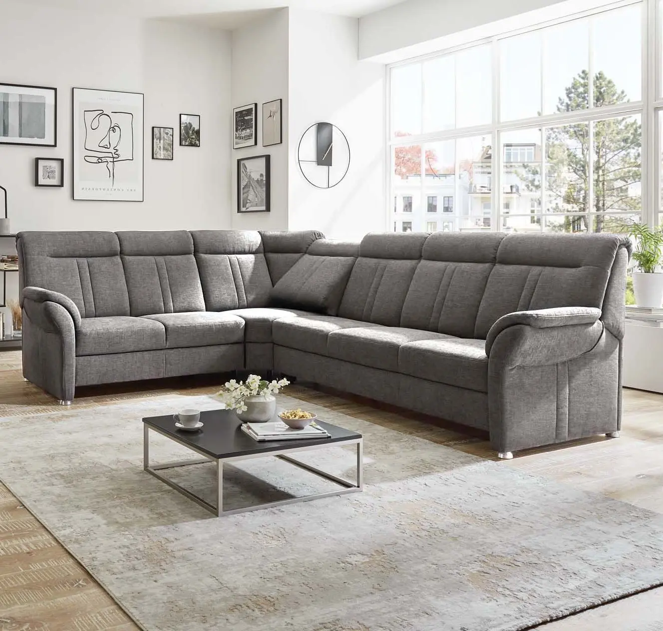 Wohnlandschaft couchliebe. KS5032 grau mit Zusatzfunktionen
