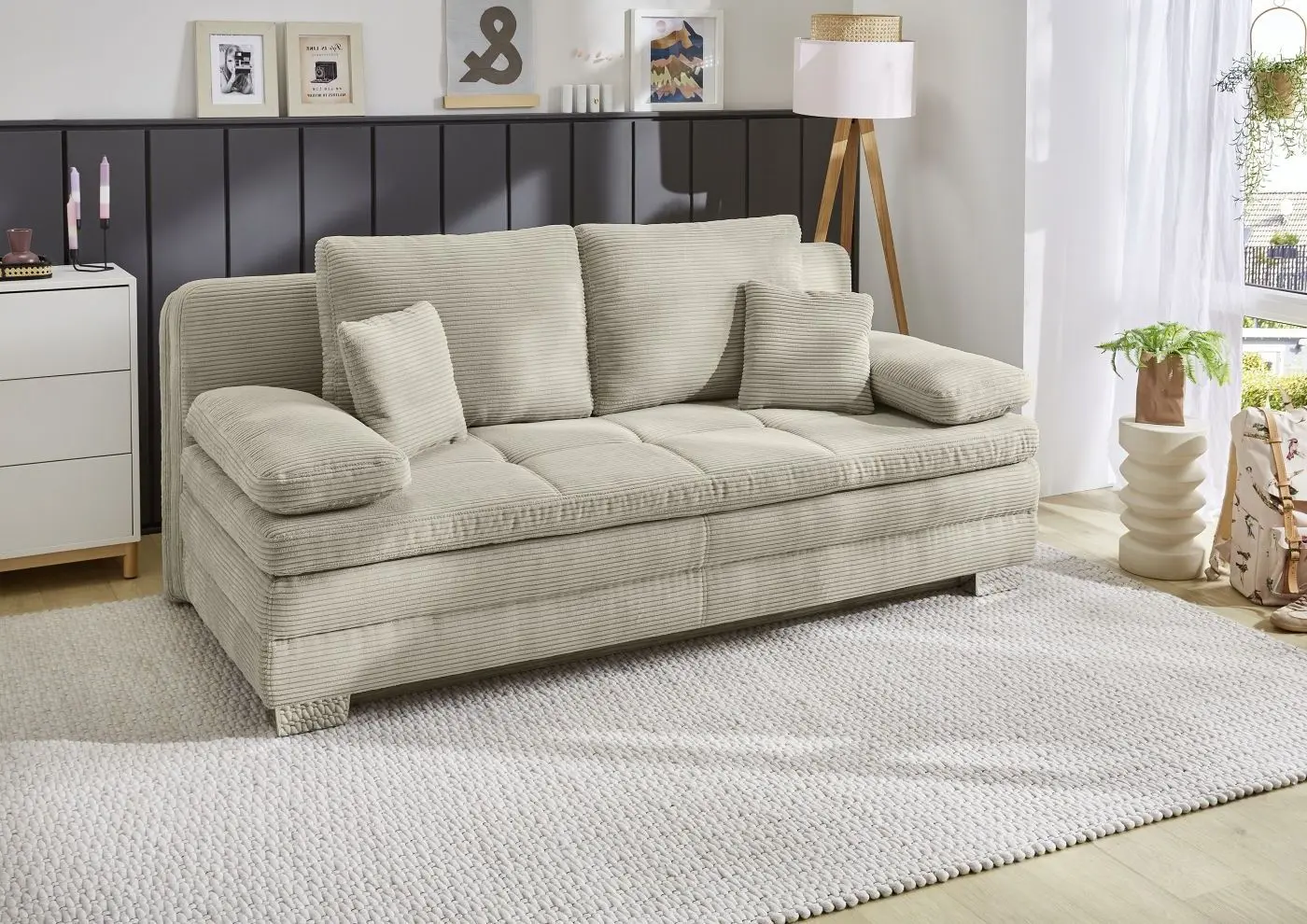 Dauerschläfersofa Lindau Cord greige