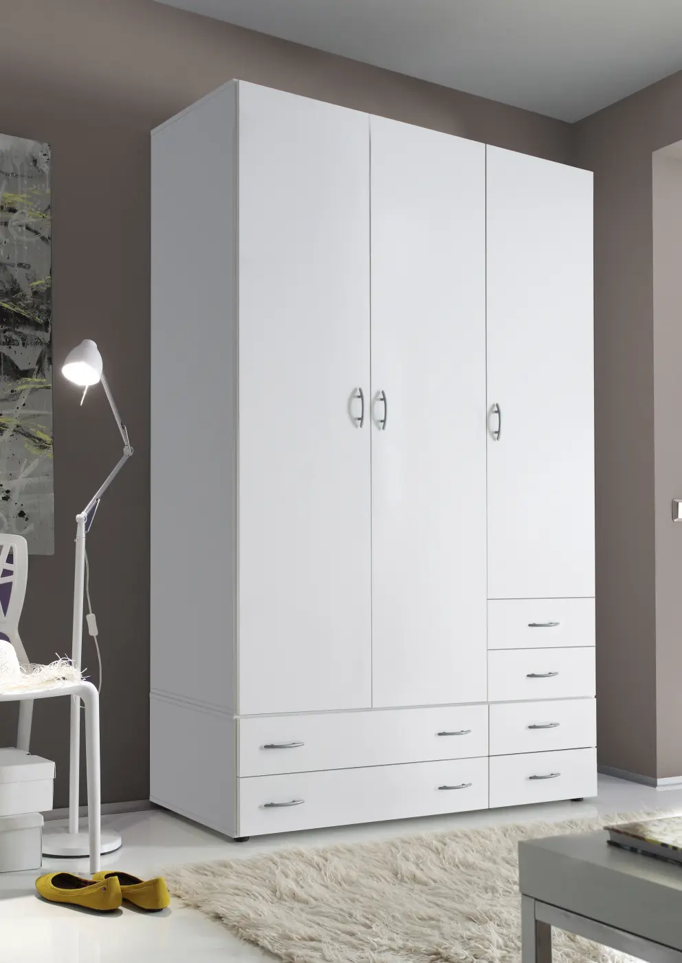 Drehtürenschrank Base 3-türig weiß