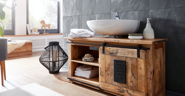 Badmöbel Schrank Waschbecken Holz Möbel-As