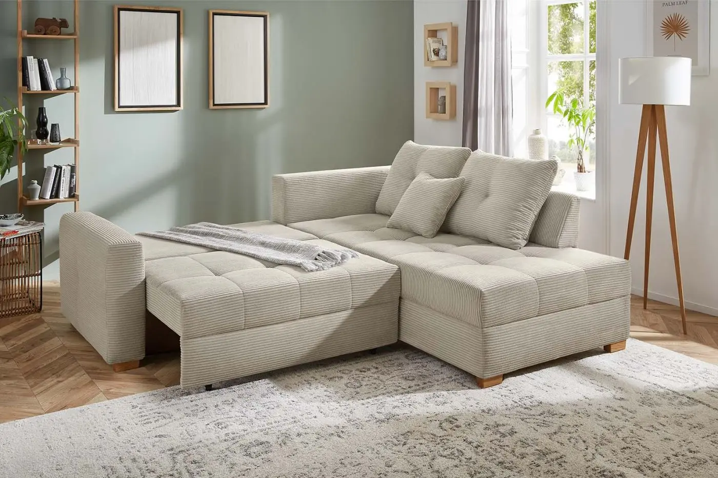 Wohnlandschaft Heidelberg Cord hellgreige