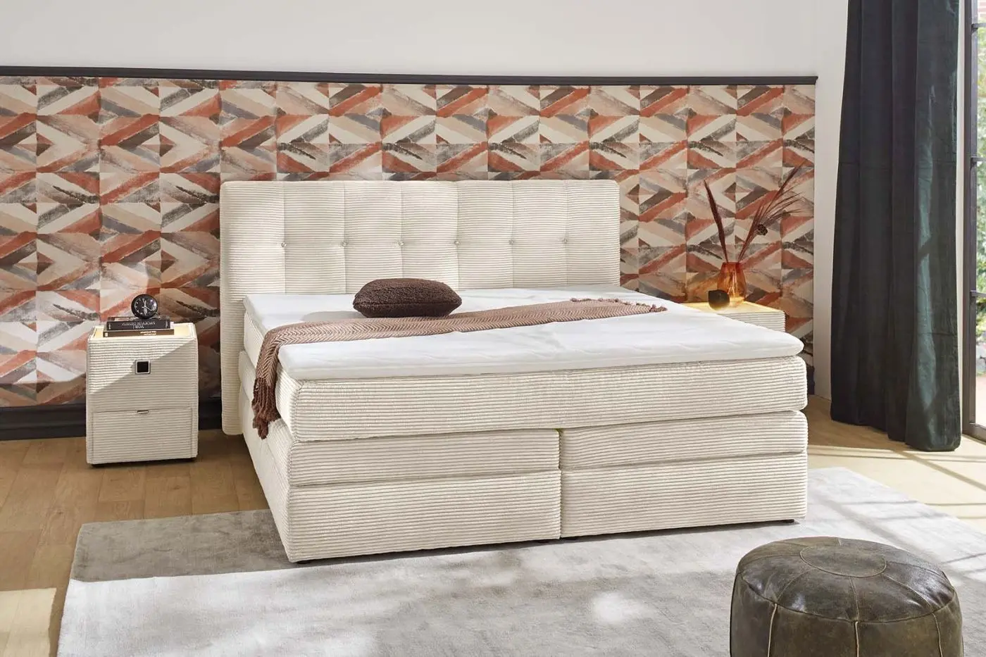 Boxspringbett Amy 180 x 200 cm Cord beige