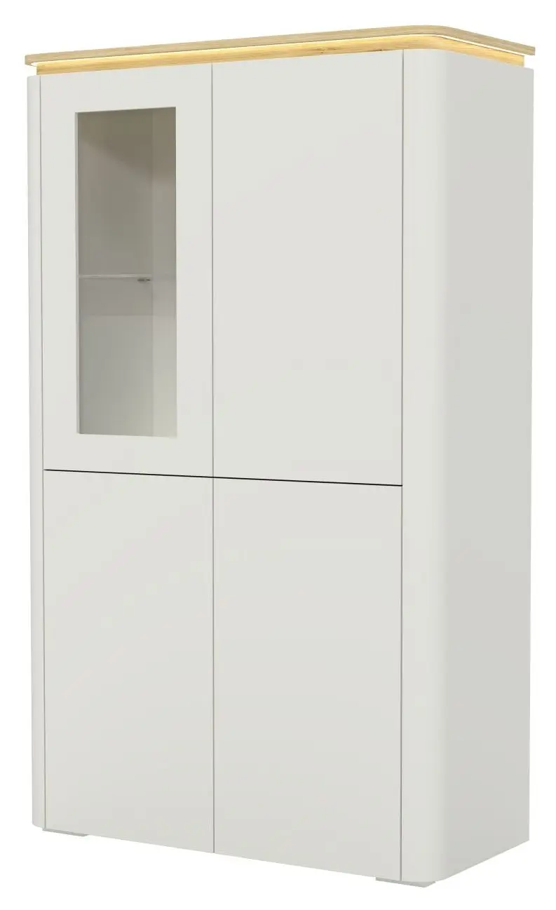 Highboard Namur weiß matt/Eiche hell mit Beleuchtung