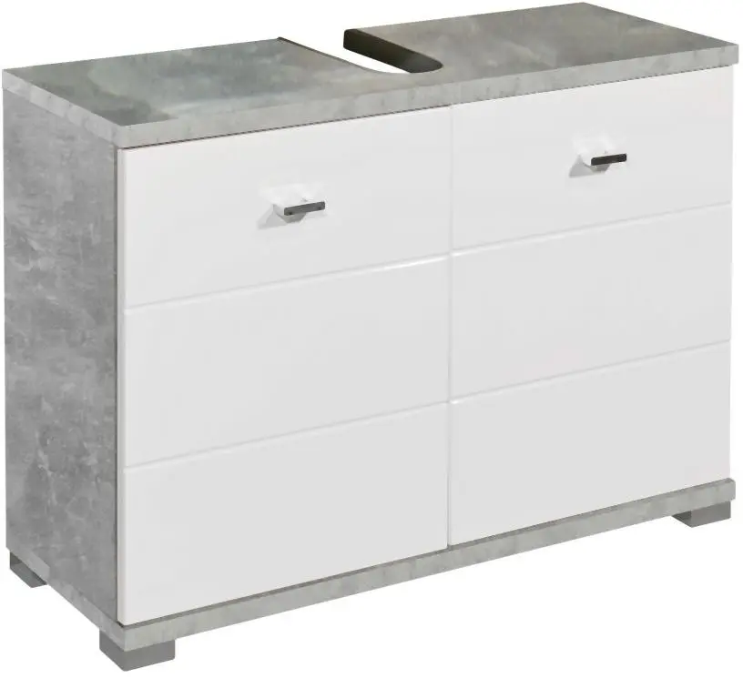 Waschbeckenunterschrank Pool betonfarbig/weiß