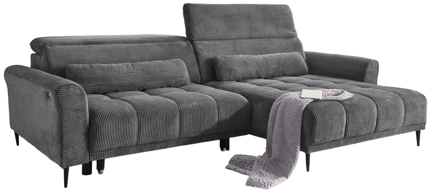 Wohnlandschaft Logan Cord dunkelgrau