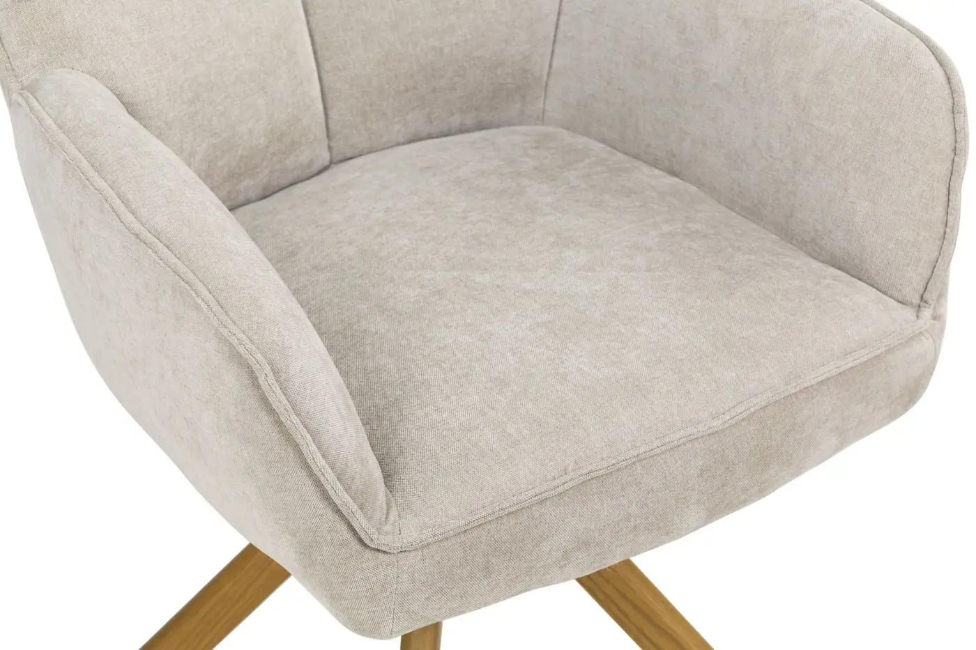 Armlehnstuhl Paxos beige Massivholzgestell drehbar