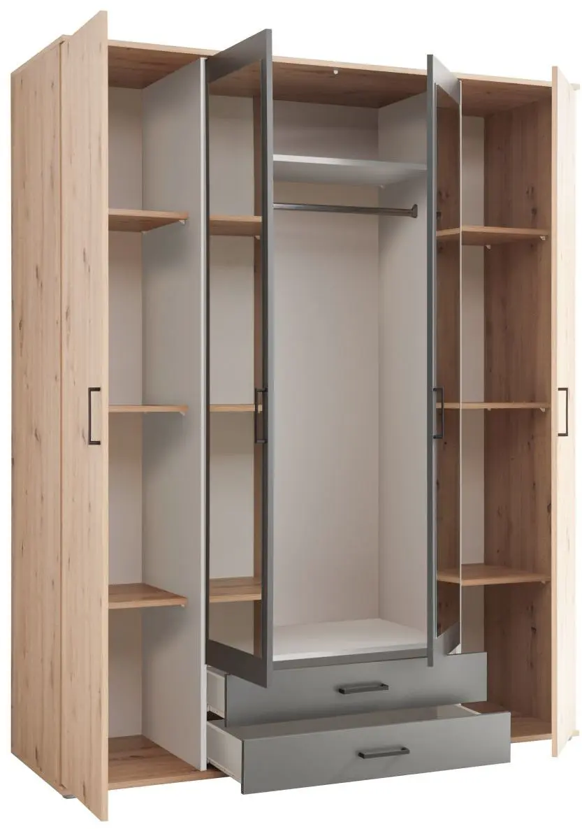 Drehtürenschrank Chicago 4-türig Artisan Eiche/anthrazit