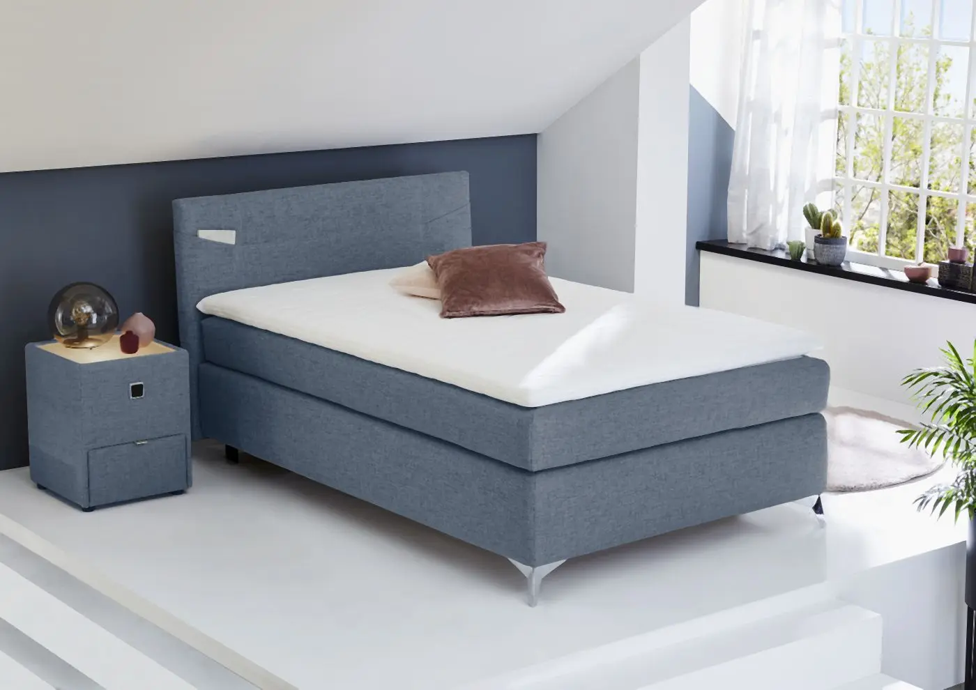 Boxspringbett Nora 120 x 200 cm blau Boxspringbett Nora 120 x 200 cm blau