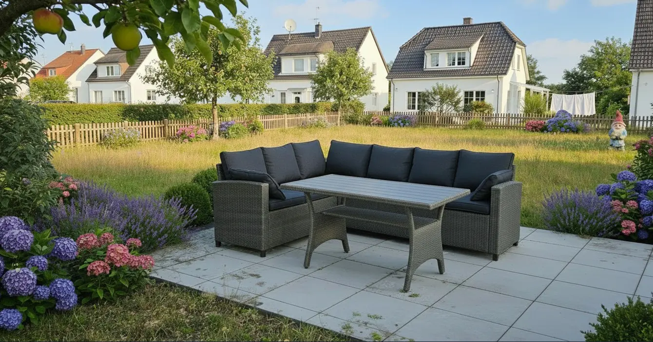 Outdoor-Sitzgruppe mit Tisch schwarz