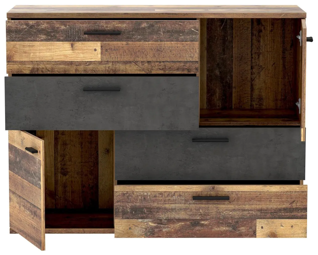 Kommode Skive Old Wood/Betonoptik dunkelgrau