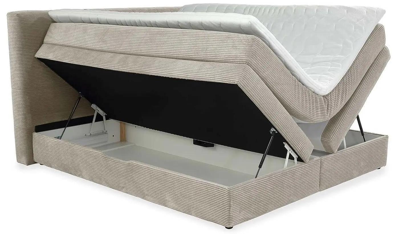 Boxspringbett Amy 180 x 200 cm Cord hellgreige