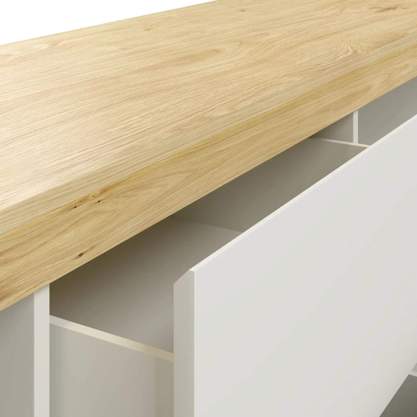 Sideboard Namur weiß matt/Eiche hell mit Beleuchtung