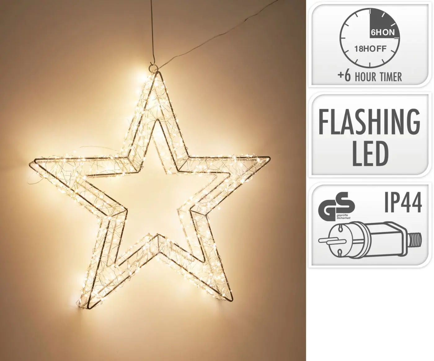 LED Stern 50 cm silber