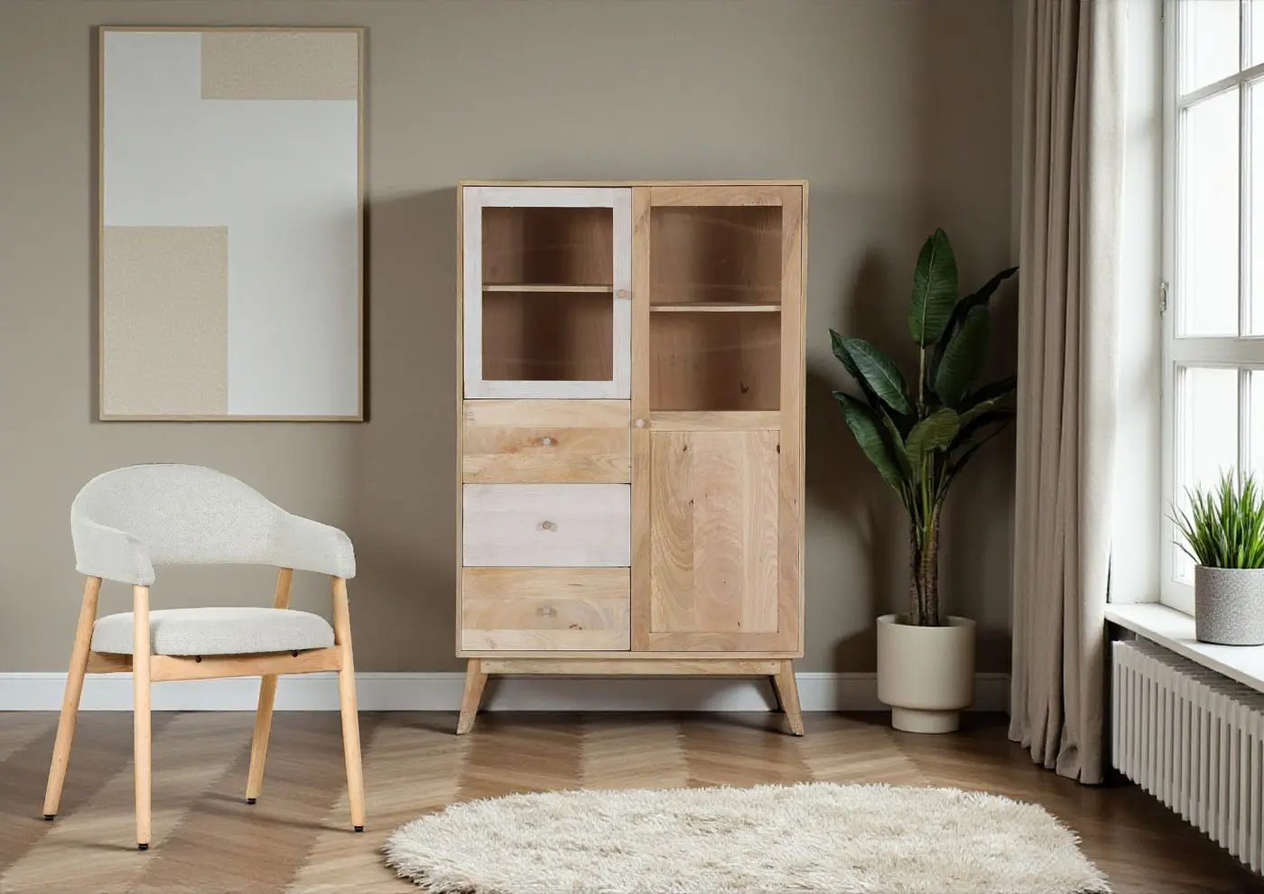 Highboard Kata Mango massiv/weiß