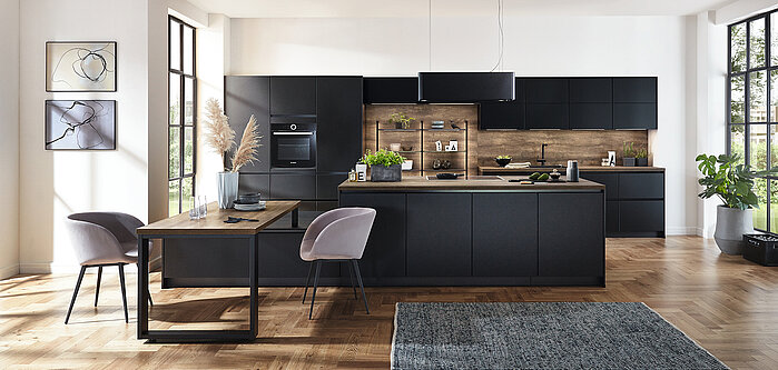 Designküche Schwarz Supermatt Nobilia Touch 340