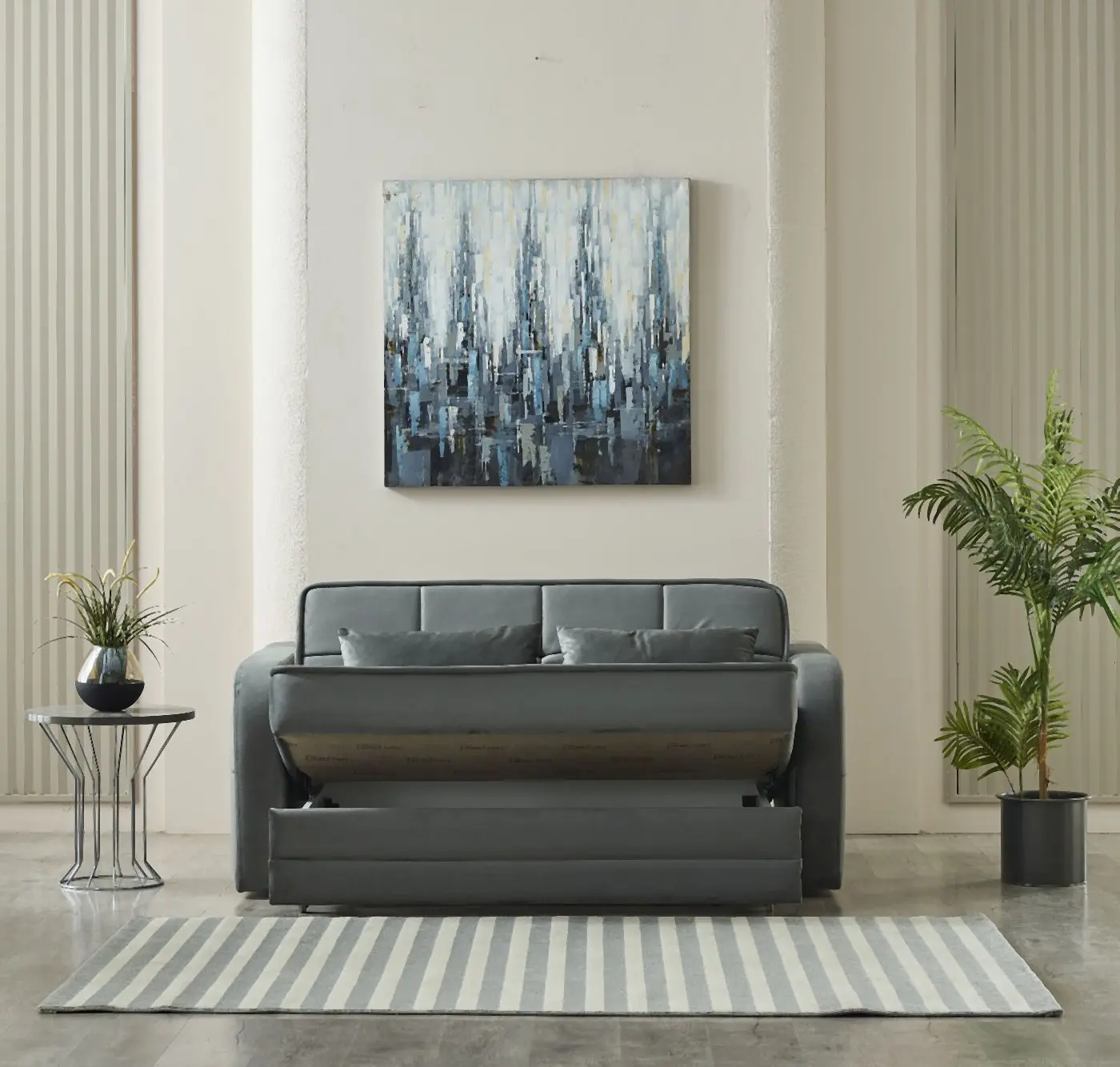 Schlafsofa Moleron Microfaser grau
