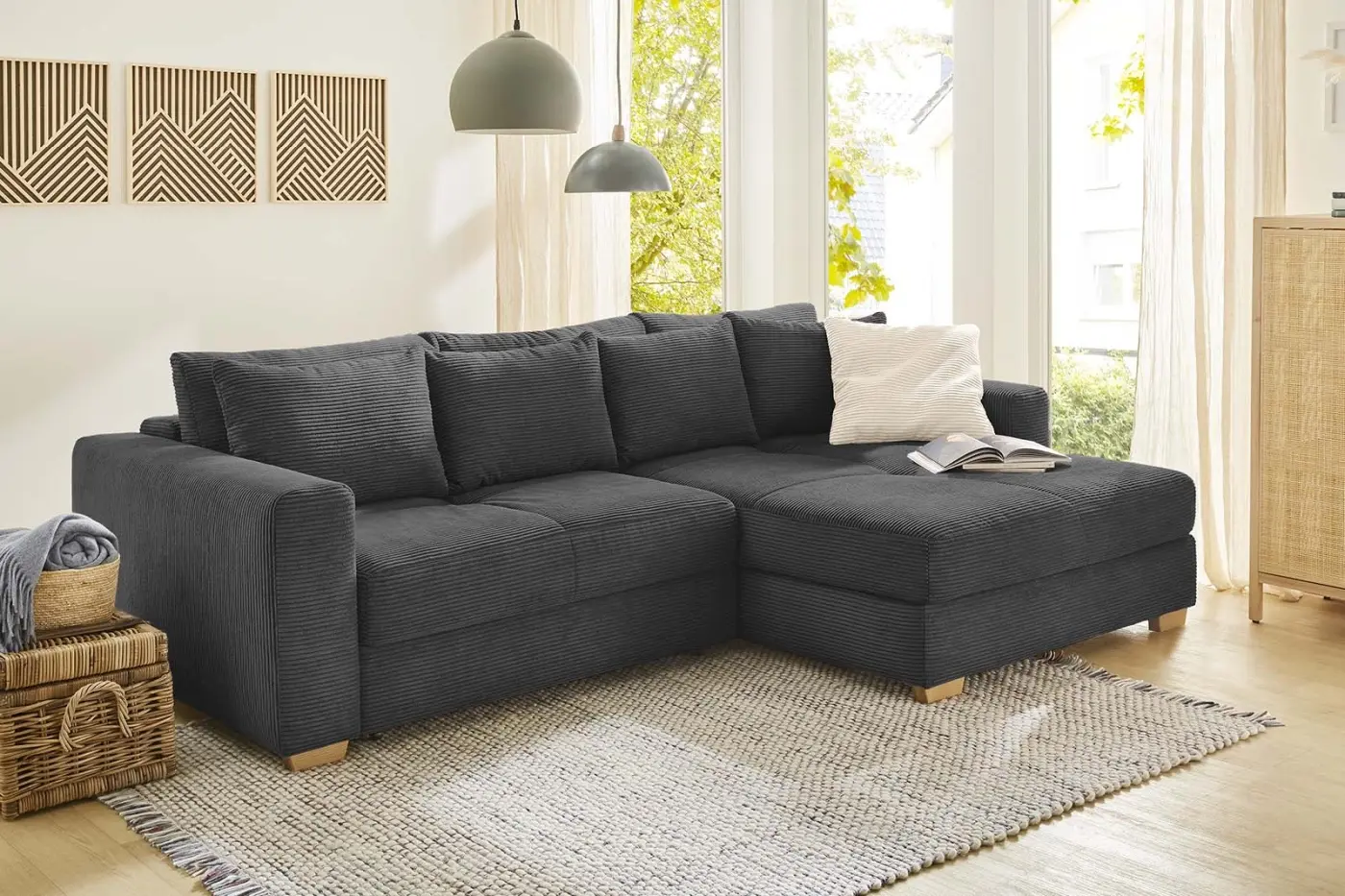Wohnlandschaft Kampen Cord grau