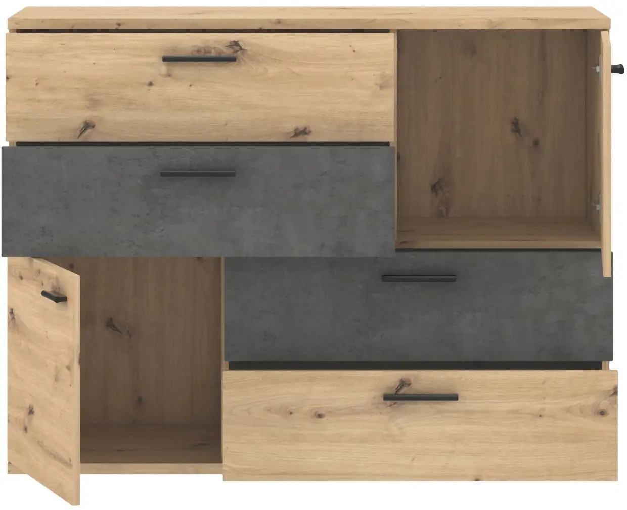 Kommode Skive Artisan Eiche/ Betonoptik
