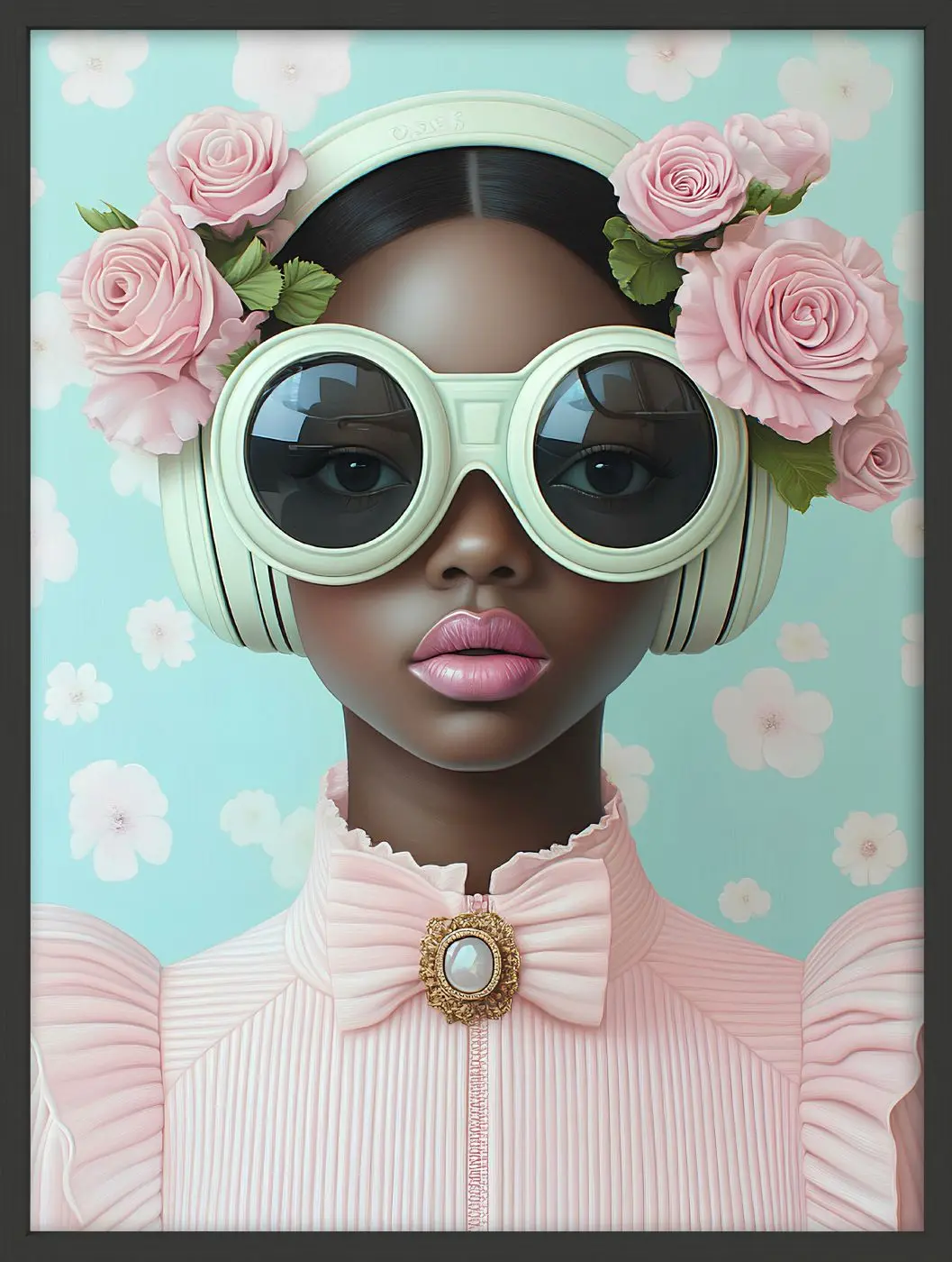 Glasbild Rosa Musik