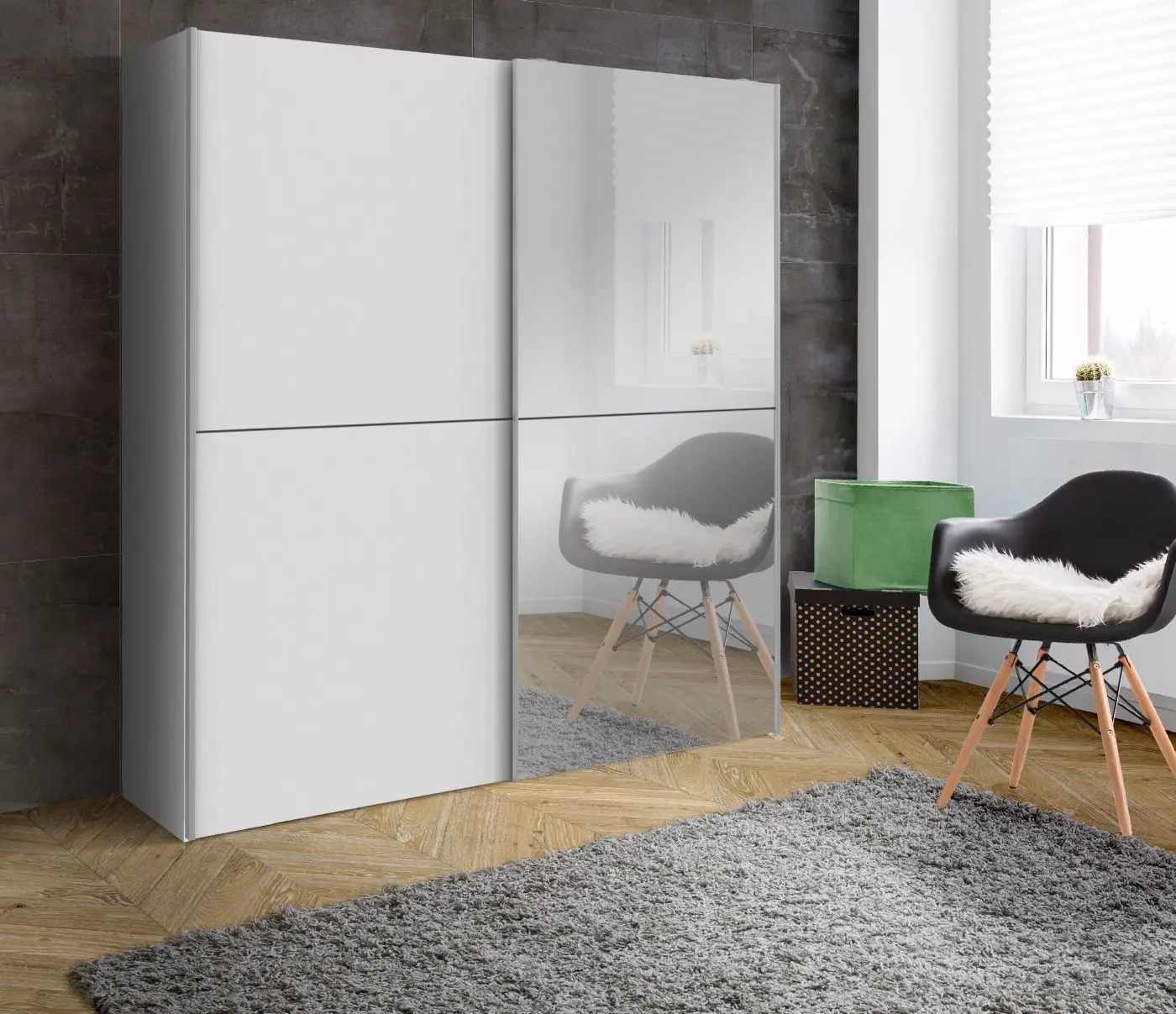 Schwebetürenschrank White Kiss 2-türig weiß