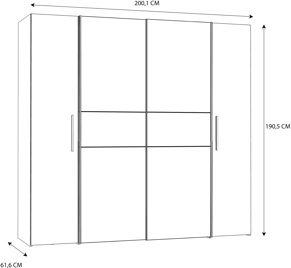 Dreh-Schwebetürenschrank Kalixtus 4-türig Old Wood/Betonoptik