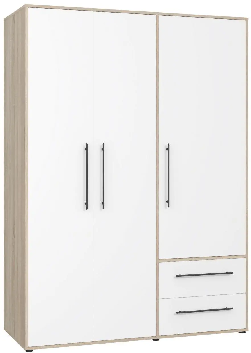 Drehtürenschrank Mokkaris 3-türig Sonoma Eiche/weiß Drehtürenschrank Mokkaris 3-türig