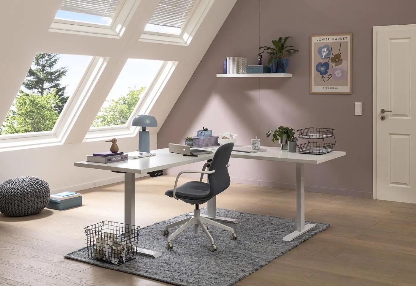 Eckschreibtisch Energia höhenverstellbar weiß 