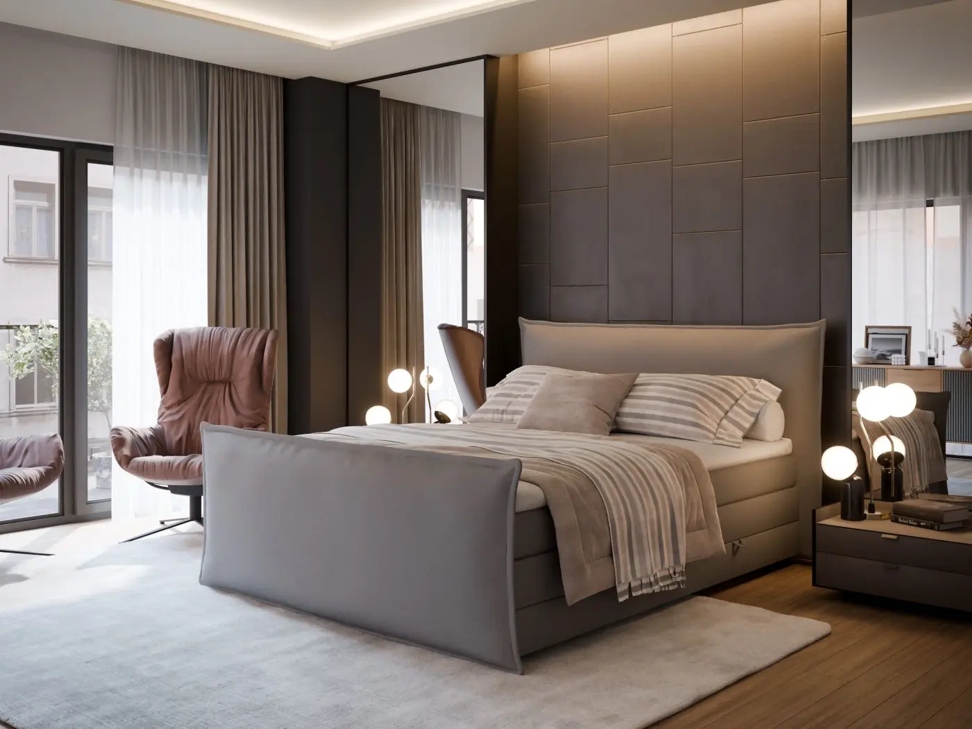 Boxspringbett Harmonie 140 x 200 cm grau